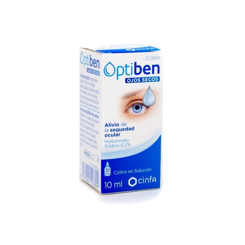 Optiben Colirio Ojos Secos 10ml Solución Oftálmica Hidratante